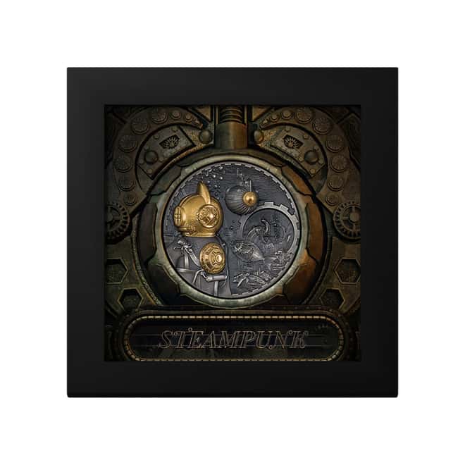 2022 Cook Islands 3 oz Silver Steampunk Nautilus Coin Antiqued .999 Fine (w/Box & COA)