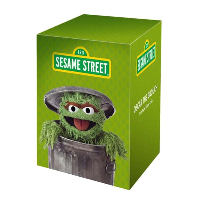 2022 Samoa 1 oz Colorized Silver Oscar The Grouch Coin - Sesame Street .999 Fine (w/Box & COA)