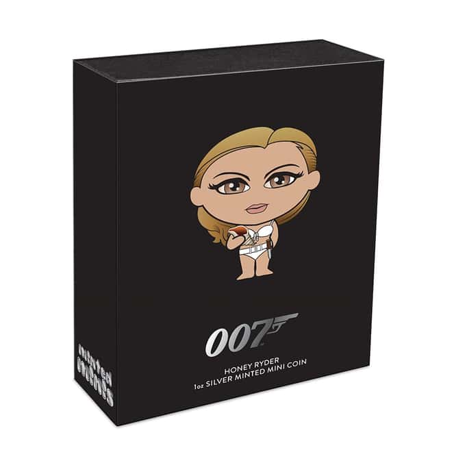 2023 1 oz Tuvalu James Bond Honey Ryder Mini Shaped Silver Coin