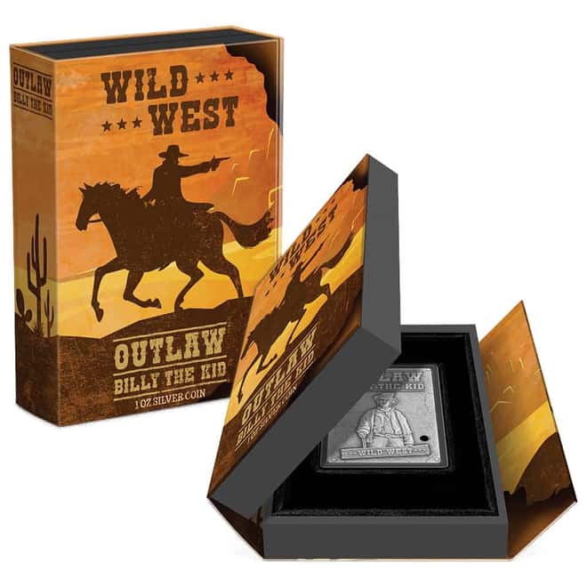 2023 Niue 1 oz Wild West Outlaw Billy the Kid Antiqued Silver Coin