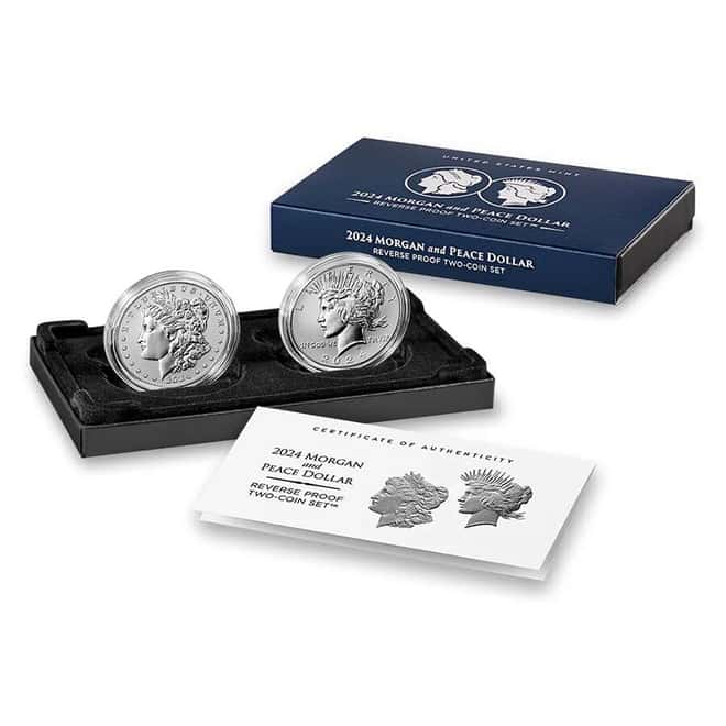 2024-S Morgan and Peace Silver Dollar Reverse Proof 2-Coin Set (w/Box & COA)