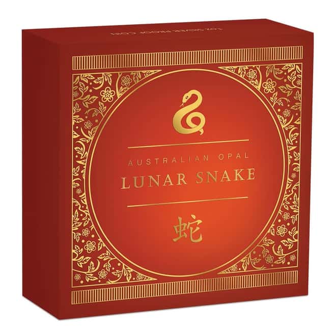 2025 1 oz Proof Silver Lunar Snake Opal Coin Australian Perth Mint