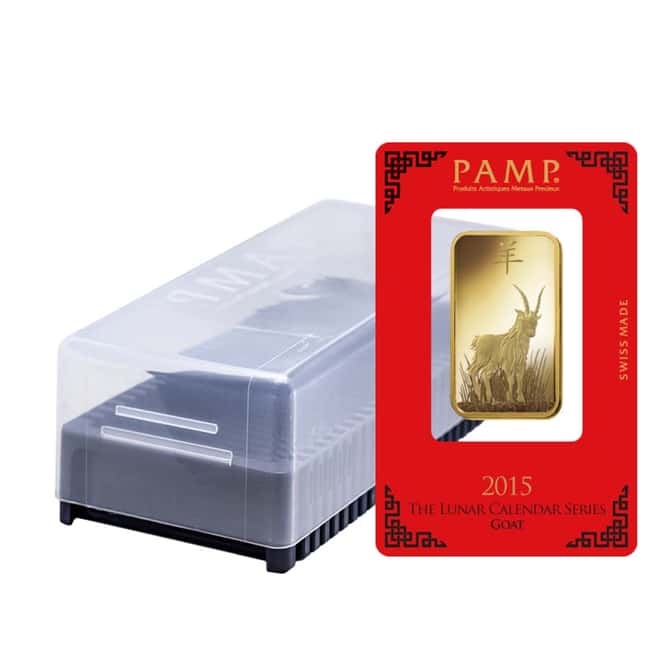 Box of 25 - 1 oz PAMP Suisse Year of the Goat Gold Bar (In Assay)
