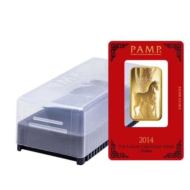 Box of 25 - 1 oz PAMP Suisse Year of the Horse Gold Bar (In Assay)