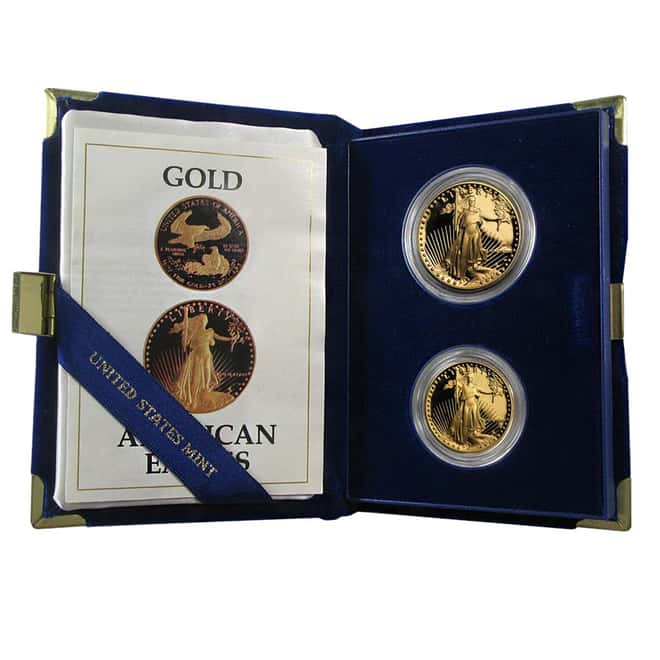 1987 Gold 1.5 oz Proof American Eagle 2-coin set (W/Box & COA)
