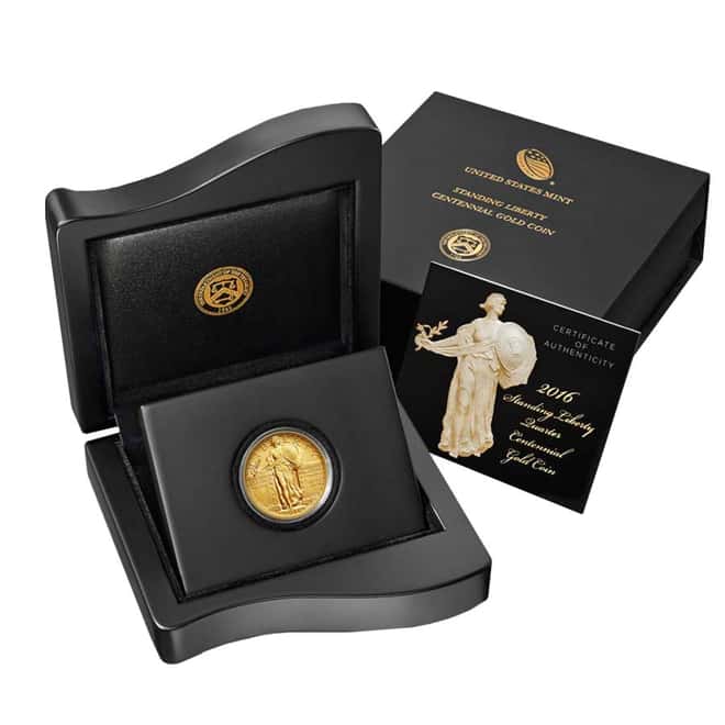 2016 1/4 oz Standing Liberty Centennial Gold Coin 1916-2016 100th Anniversary (W/Box & COA)