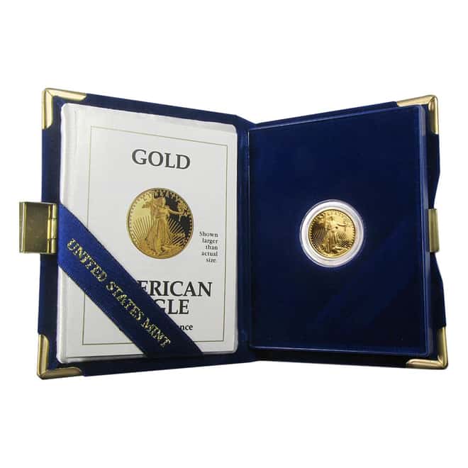 1992-P 1/10 oz $5 Proof Gold American Eagle (w/Box & COA)