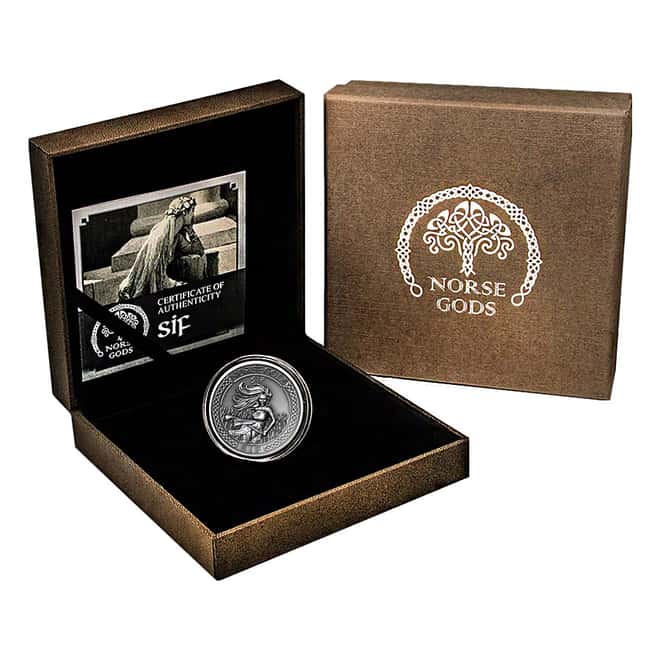 2016 2 oz Cook Islands Silver Norse Gods Sif Ultra High Relief Antiqued w/COA (In Capsule)