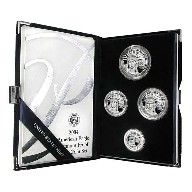 2004-W Platinum 1.85 oz Proof American Eagle 4-coin set (W/Box & COA)