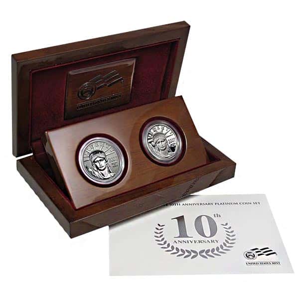 2007-W 1/2 oz $50 2-Coin Proof Platinum Eagle Set (10th Anniversary w/Box & COA)