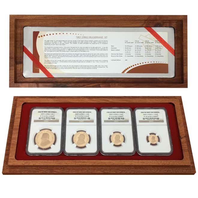 2009 1.85 oz Proof Gold South African Krugerrand 4-Coin Set NGC PF 70 UCAM First Struck (w/Box & COA)