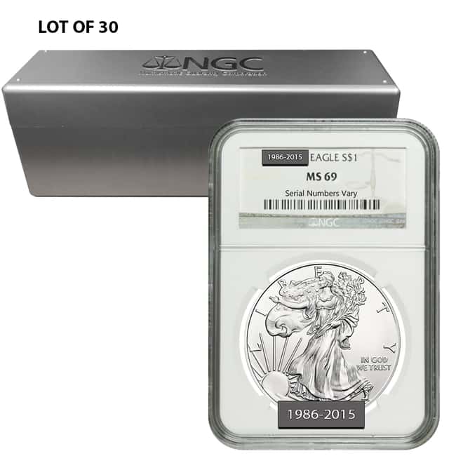 1986-2015 30-coin Silver Eagle Set NGC MS 69 (w/Box)