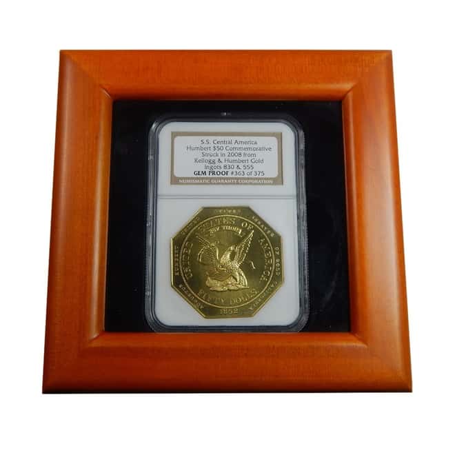 1852 S.S. Central America $50 2.5 oz Gold NGC GEM Proof Commemorative Coin