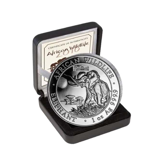 2016 Somalia 1 oz Silver African Elephant Berlin WMF Privy Mark Prooflike (W/Box & COA) 