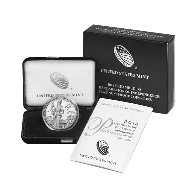 2018-W 1 oz Proof Platinum American Eagle - Life - Preamble to the Declaration of Independence Series