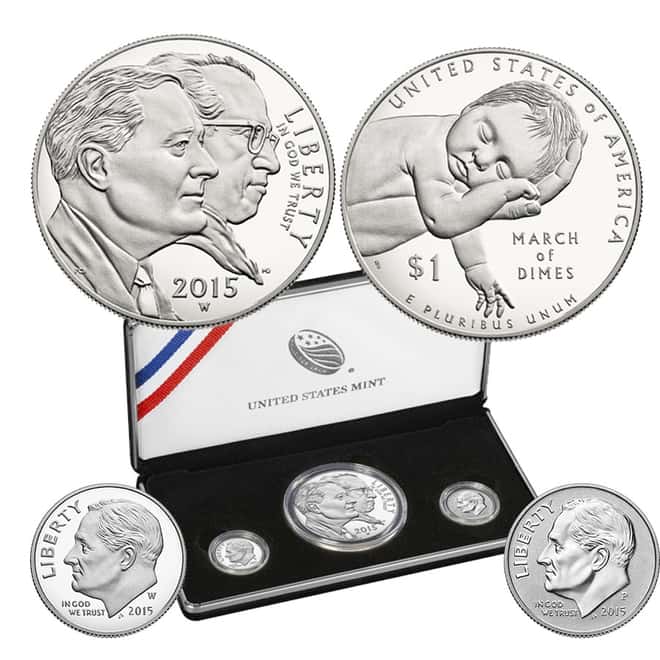 2015 March of Dimes Special Silver Proof 3-Coin Set ASW 0.918 oz (w/Box and COA)