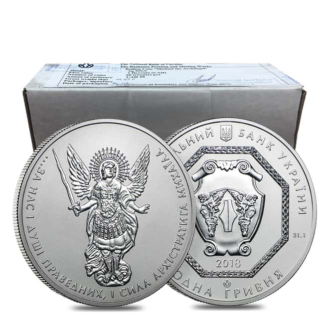 2018 1 oz Ukraine Archangel Michael .9999 Silver Coin In Cap