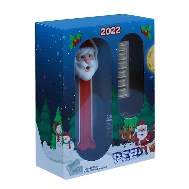 30 gram PAMP Suisse Santa Claus PEZ Dispenser & Silver Wafers (w/Box & COA)