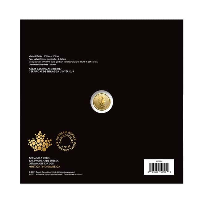 2022 1/10 oz Canadian Treasured Gold Maple Leaf $5 Coin BU - Congratulations