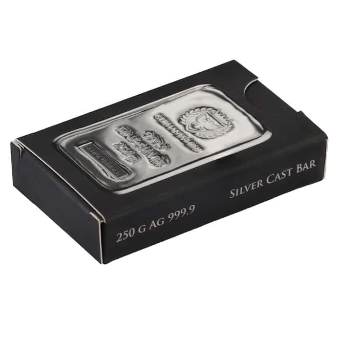 250 gram Germania Mint Silver Bar .9999 Fine