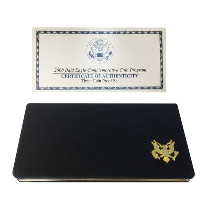2008 W/P/S Bald Eagle Commemorative Proof 3-Coin Set (w/Box & COA)