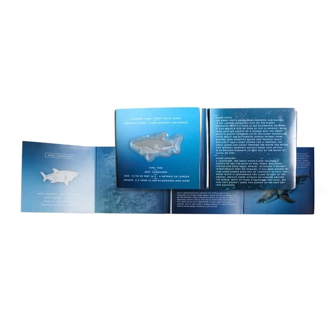 2019 1 oz Silver Great White Shark Solomon Islands $2 Coin .9999 Fine (In Cap)