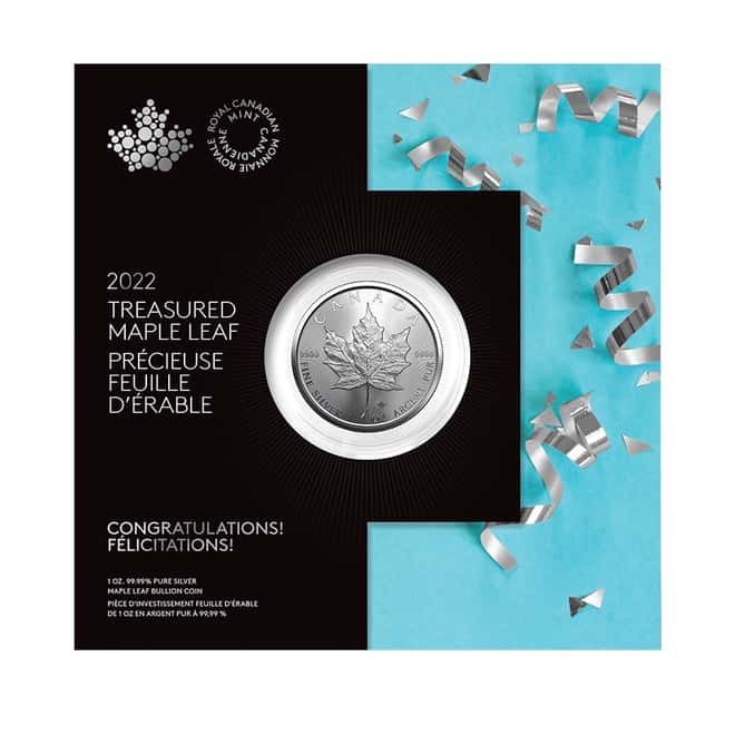 2022 1 oz Canadian Treasured Silver Maple Leaf Coin BU - Congratulations
