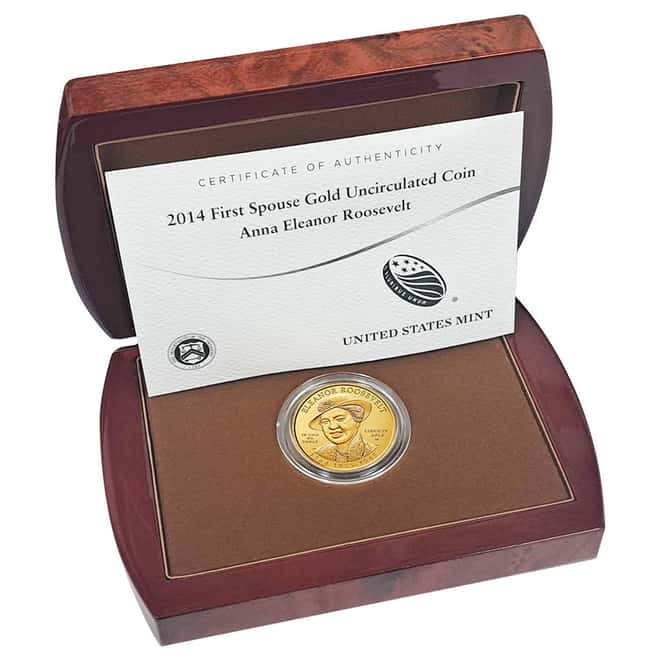 2014 W 1/2 oz $10 First Spouse Eleanor Roosevelt Gold Unc Coin (w/Box & COA)