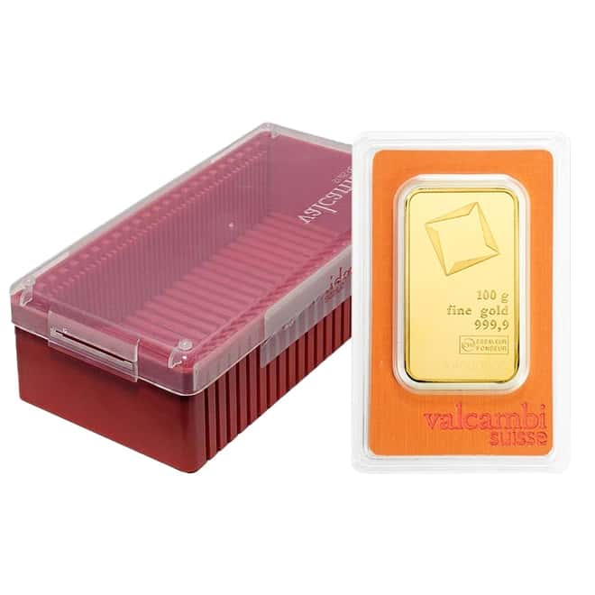 100 gram Gold Bar Valcambi Suisse .9999 Fine (In Assay)