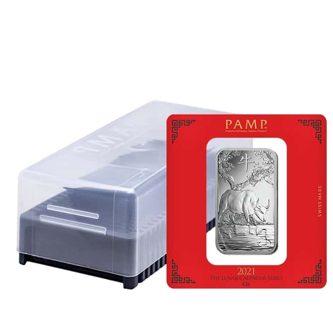 100 gram PAMP Suisse Year of the Ox Silver Bar (In Assay)