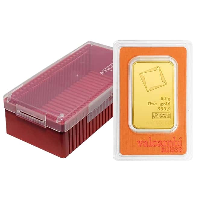 50 gram Gold Bar Valcambi Suisse .9999 Fine (In Assay)