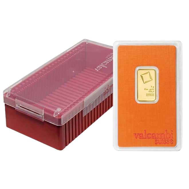 5 gram Gold Bar Valcambi Suisse .9999 Fine (In Assay)