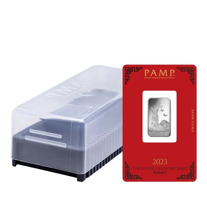 Box of 25 - 10 gram PAMP Suisse Year of the Rabbit Silver Bar (In Assay)