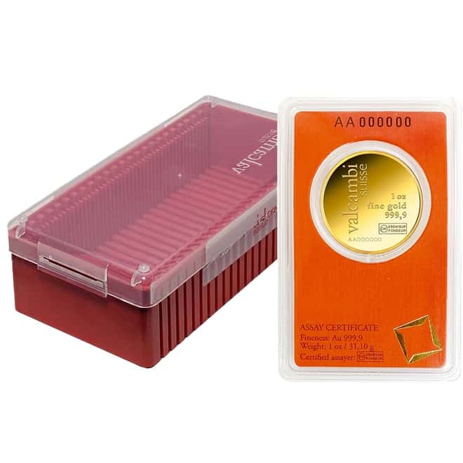 1 oz Gold Round Valcambi Suisse .9999 Fine (In Assay)