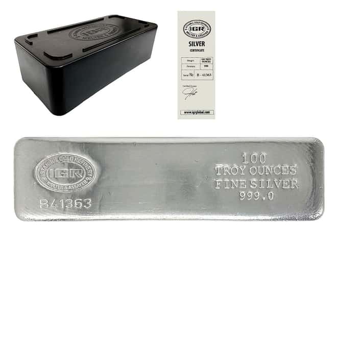 Box of 5 - 100 oz Istanbul Gold Refinery IGR Silver Bar .999 Fine (w/Assay)