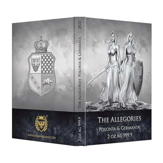 2022 2 oz Polonia & Germania The Allegories 10 Marks Silver Coin