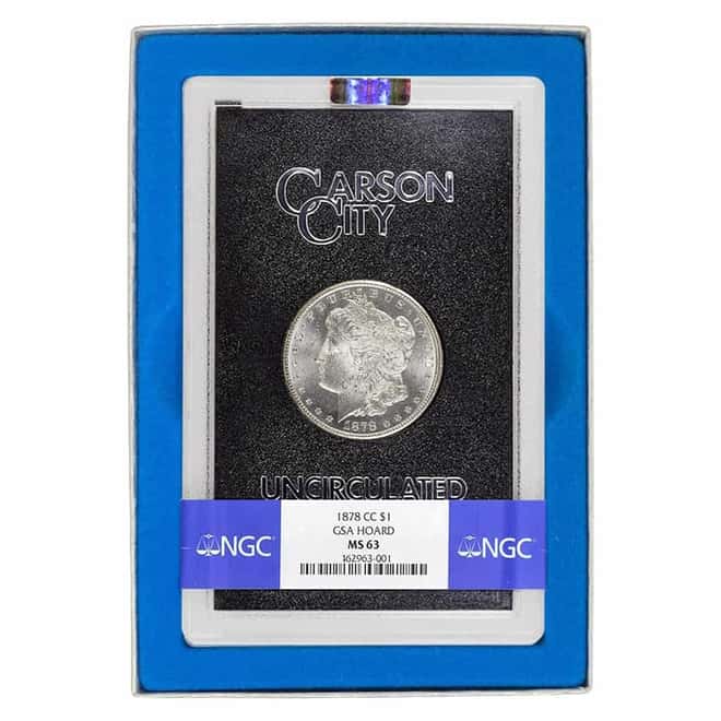 1878-CC Morgan Silver Dollar $1 NGC MS 63 GSA (w/Box & COA)