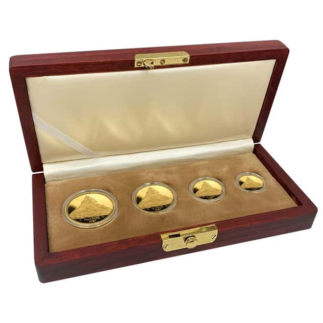 1987 Switzerland 1.85 oz Proof Gold Helvetia The Matterhorn 4-Coin Set (w/Box)