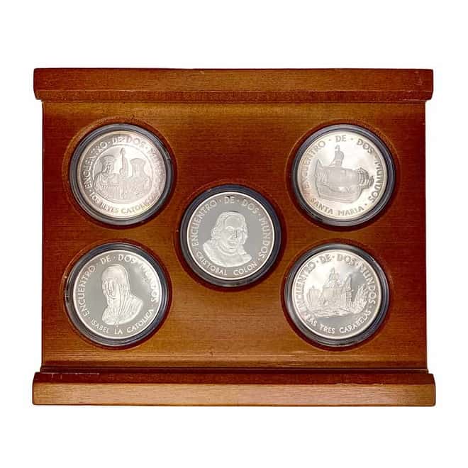 1992 Spain 3.46 oz Proof Silver Discovery of America 5-Medal Set .925 Fine (w/Box & COA)