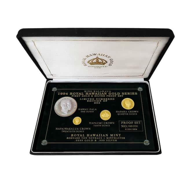 1994 Gold / Silver Royal Hawaiian King Kalakaua 4-Coin Proof Set (w/Box)