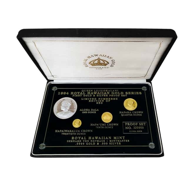 1994 Gold / Silver Royal Hawaiian Queen Liliuokalani 4-Coin Proof Set (w/Box)