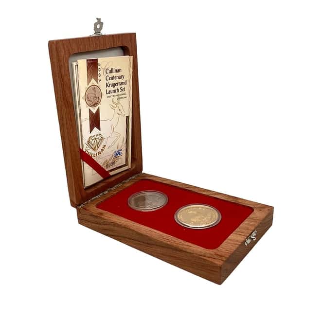 2003 South Africa 1 oz Proof Gold Krugerrand Cullinan Centenary 2-Coin Set (w/Box & COA)