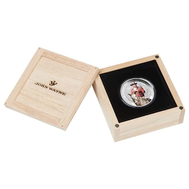 2022 1 oz Tuvalu John Wayne Proof Colorized Silver Coin .9999 Fine (w/Box & COA)