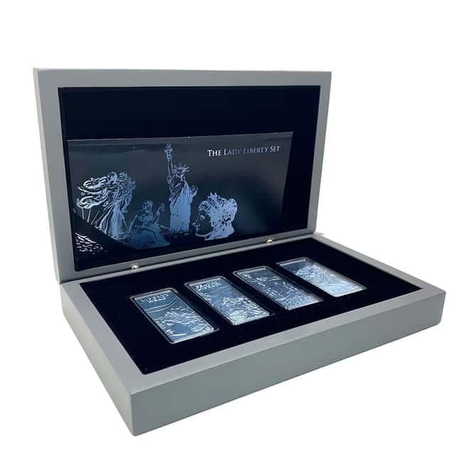 2022 Barbados 4 x 1 oz Silver The Lady Liberty 4-Coin Set (w/Box & COA)