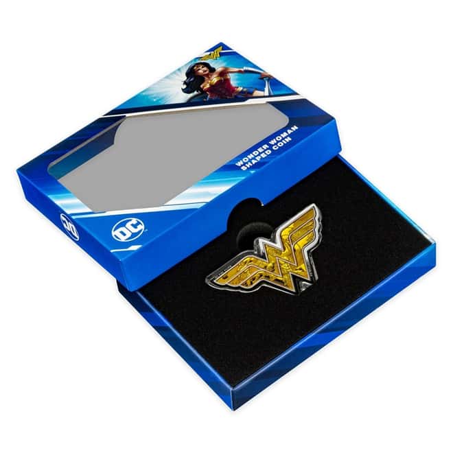 2022 Cook Islands 1 oz DC Comics Wonder Woman Emblem Shaped Silver Coin (w/Box)