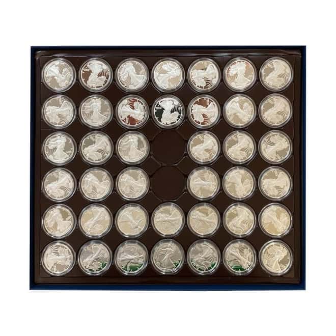Bulk Pack of 40 - 2022-S 1 oz Proof Silver American Eagle In Cap (w/COA) - Box,Tray of 40