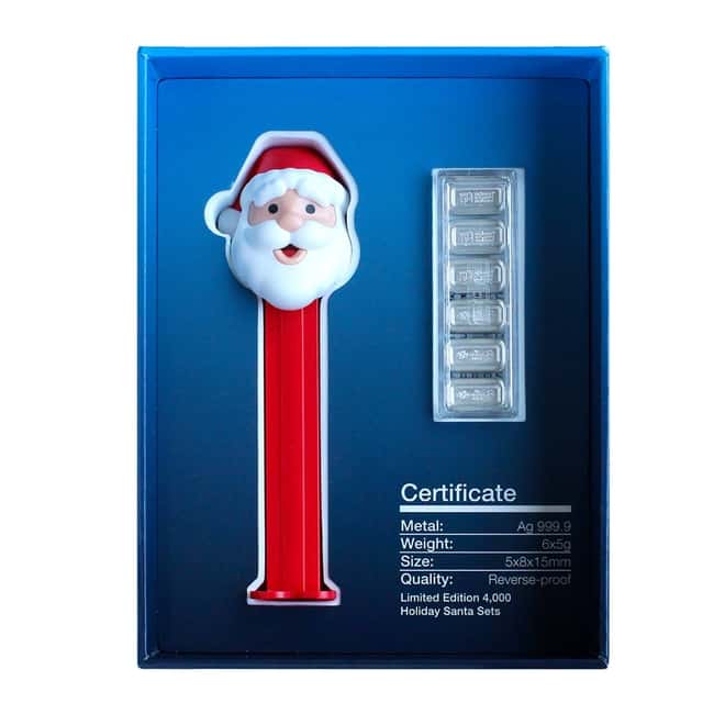 30 gram PAMP Suisse Santa Claus PEZ Dispenser & Silver Wafers (w/Box & COA)