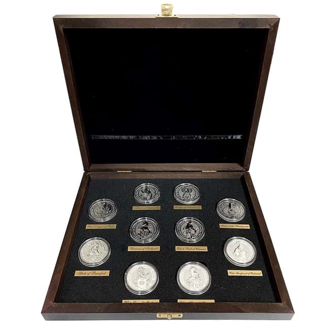 Great Britain 2 oz Silver Queen's Beasts 10-Coin Set .9999 Fine BU (w/Box)