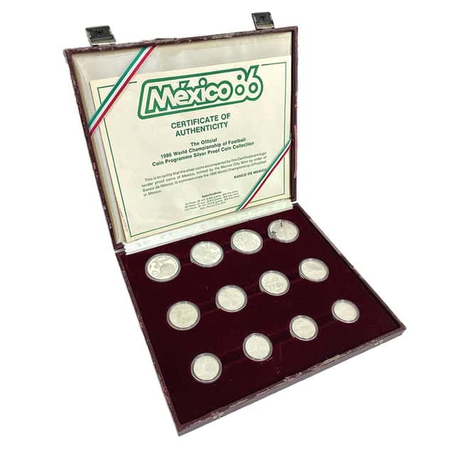 Mexico 1986 World Cup Proof Silver 12-Coin Set .925 Fine (w/Box & COA)