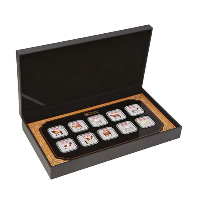 2014 10 oz Colorized Silver Lunar Horse 10-Coin Set Perth Mint